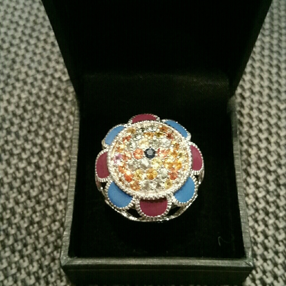 2.22ct Sima K .925 Silver Enamel Ring